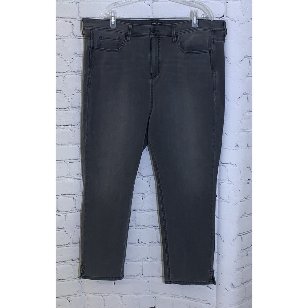NYDJ Women's 24 Curves 360 Jeans Shape Cropped Stretch Gray Denim